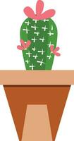 flower pot illustration with tropical and cactus design for designing vector