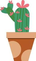 flower pot illustration with tropical and cactus design for designing vector