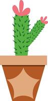 flower pot illustration with tropical and cactus design for designing vector