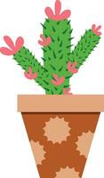 flower pot illustration with tropical and cactus design for designing vector