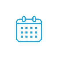 eps10 blue Calendar line art icon, Flat design style. vector calendar icon illustration isolated on White background, calendar icons graphic design vector outline symbols.