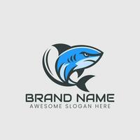 Shark mascot logo vector illustration. Sea predator brand identity emblem.