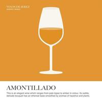 amontillado Especificaciones hoja. Jerez vino. ilustrado guía para barras, restaurantes, turista guías, enciclopedias vector