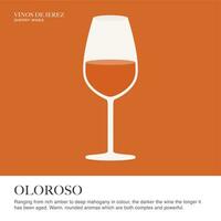 Oloroso spec sheet. Sherry wine. Illustrated guide for bars, restaurants, tourist guides, encyclopedias vector