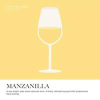 Manzanilla spec sheet. Sherry wine. Illustrated guide for bars, restaurants, tourist guides, encyclopedias vector