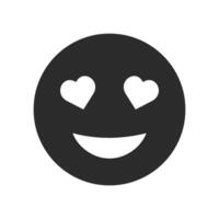 Love Heart Eyes Black Emoji Icon Vector Illustration