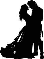 Handmade Sketch Man and a woman  kiss Silhouette vector