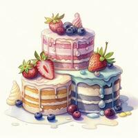 AI generated Set of Cake piece illustration on white background. AI Generated photo