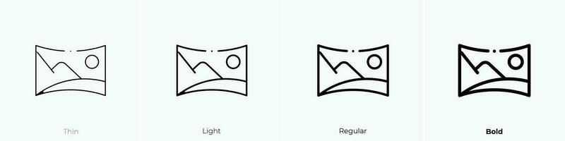panorama icon. Thin, Light, Regular And Bold style design isolated on white background vector