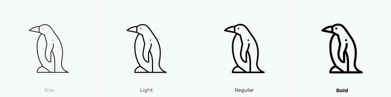 penguin icon. Thin, Light, Regular And Bold style design isolated on white background vector