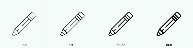 pencil icon. Thin, Light, Regular And Bold style design isolated on white background vector