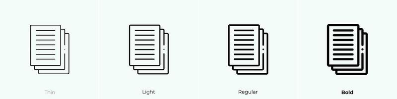 paper sheet icon. Thin, Light, Regular And Bold style design isolated on white background vector
