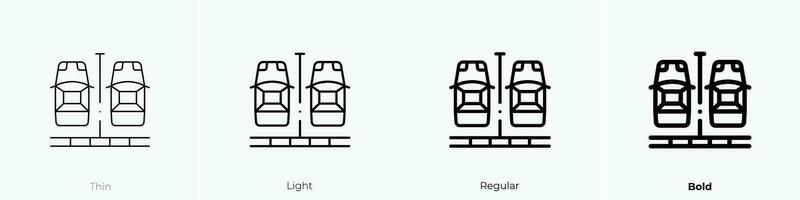 estacionamiento zona icono. delgado, luz, regular y negrita estilo diseño aislado en blanco antecedentes vector