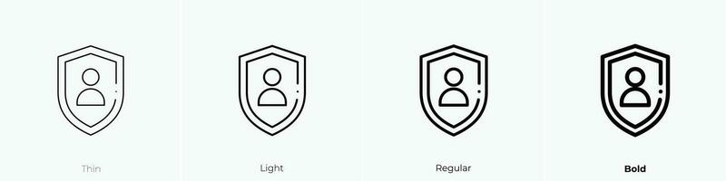 personal seguridad icono. delgado, luz, regular y negrita estilo diseño aislado en blanco antecedentes vector