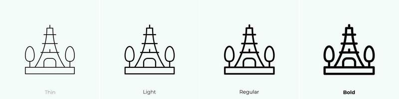 paris icon. Thin, Light, Regular And Bold style design isolated on white background vector