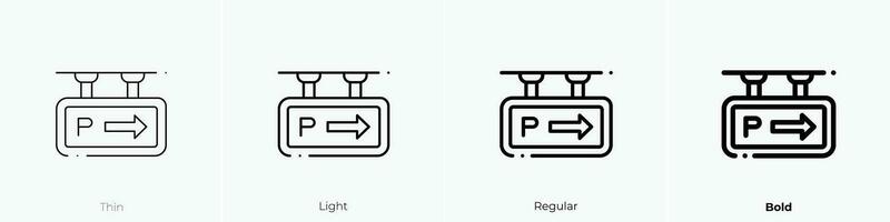 estacionamiento firmar icono. delgado, luz, regular y negrita estilo diseño aislado en blanco antecedentes vector