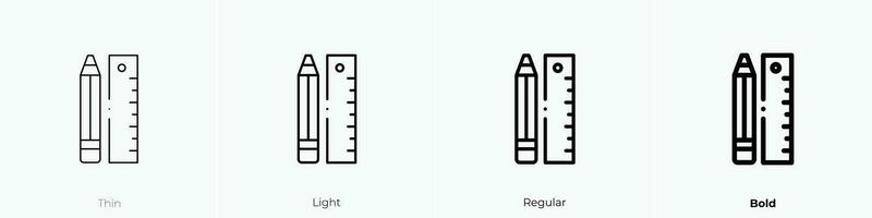 lápiz icono. delgado, luz, regular y negrita estilo diseño aislado en blanco antecedentes vector