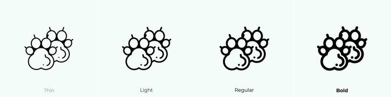 pawprint icon. Thin, Light, Regular And Bold style design isolated on white background vector