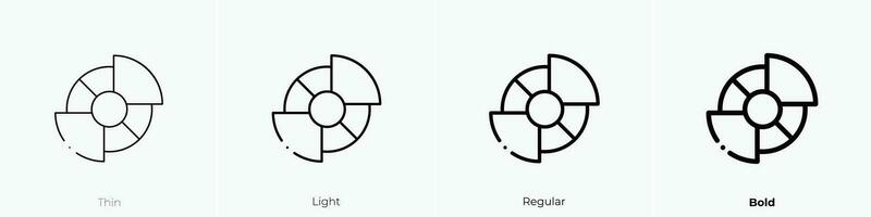 tarta gráfico icono. delgado, luz, regular y negrita estilo diseño aislado en blanco antecedentes vector