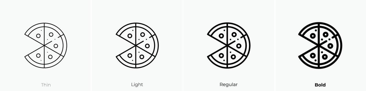 pizza icon. Thin, Light, Regular And Bold style design isolated on white background vector