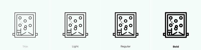 pinball icon. Thin, Light, Regular And Bold style design isolated on white background vector