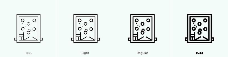 pinball icon. Thin, Light, Regular And Bold style design isolated on white background vector