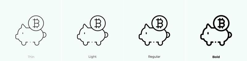 piggy bank icon. Thin, Light, Regular And Bold style design isolated on white background vector