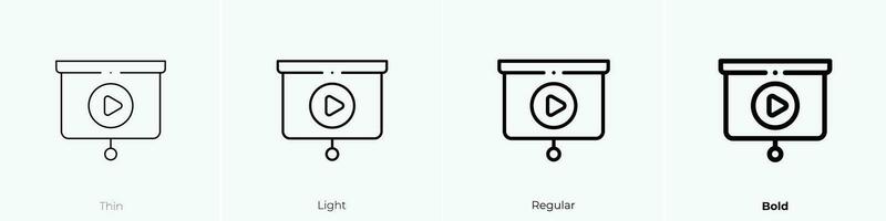 play icon. Thin, Light, Regular And Bold style design isolated on white background vector