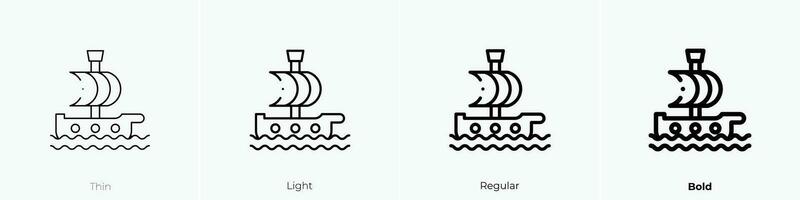 pirate ship icon. Thin, Light, Regular And Bold style design isolated on white background vector
