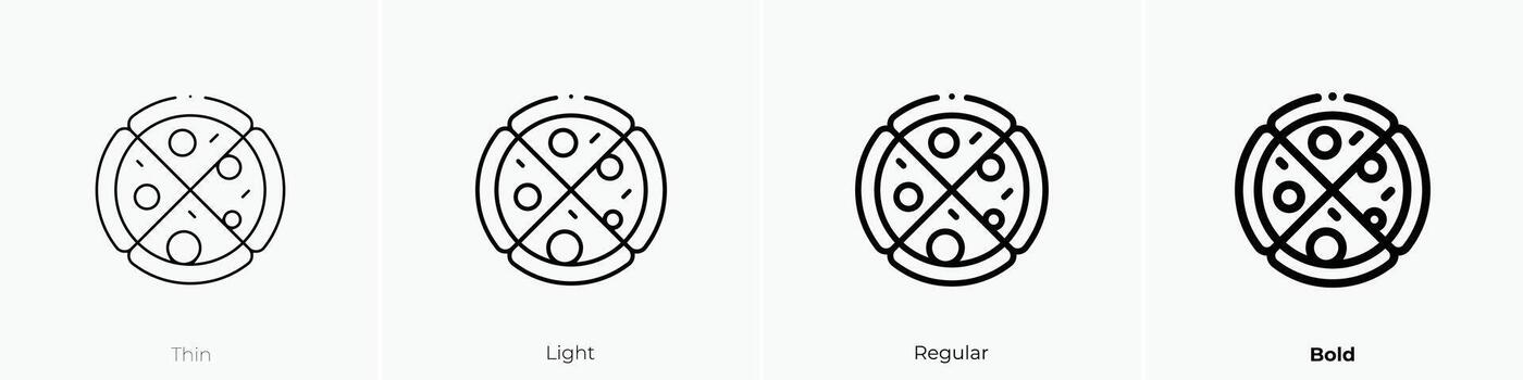 pizza icon. Thin, Light, Regular And Bold style design isolated on white background vector