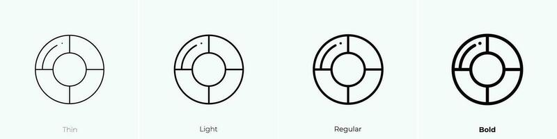 pie chart icon. Thin, Light, Regular And Bold style design isolated on white background vector