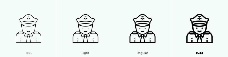 pilot icon. Thin, Light, Regular And Bold style design isolated on white background vector