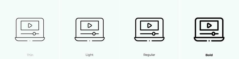 play video icon. Thin, Light, Regular And Bold style design isolated on white background vector