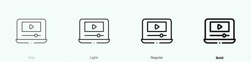 jugar vídeo icono. delgado, luz, regular y negrita estilo diseño aislado en blanco antecedentes vector