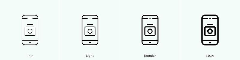 phone camera icon. Thin, Light, Regular And Bold style design isolated on white background vector