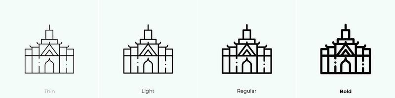 palacio icono. delgado, luz, regular y negrita estilo diseño aislado en blanco antecedentes vector