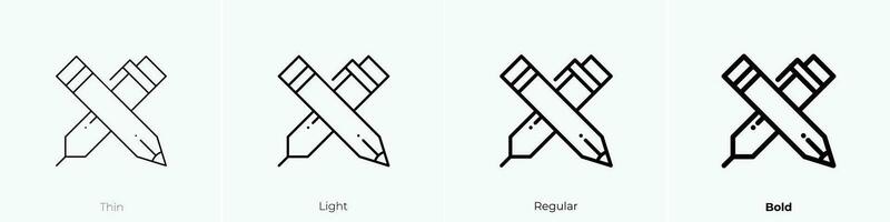 bolígrafo icono. delgado, luz, regular y negrita estilo diseño aislado en blanco antecedentes vector