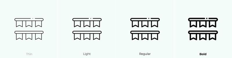 banderines icono. delgado, luz, regular y negrita estilo diseño aislado en blanco antecedentes vector