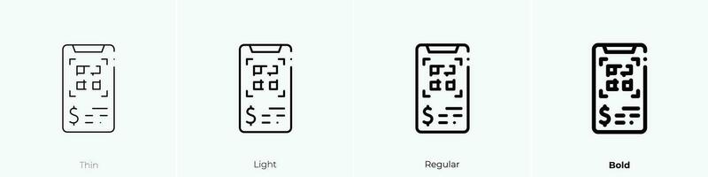 payment icon. Thin, Light, Regular And Bold style design isolated on white background vector