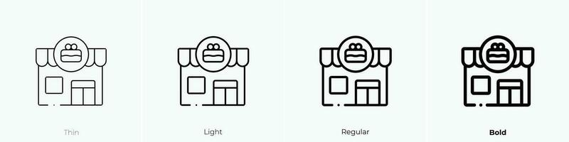 pastelería icono. delgado, luz, regular y negrita estilo diseño aislado en blanco antecedentes vector