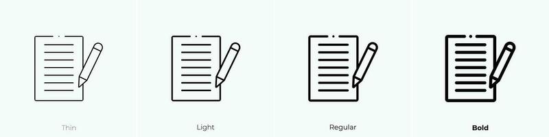 paper sheet icon. Thin, Light, Regular And Bold style design isolated on white background vector