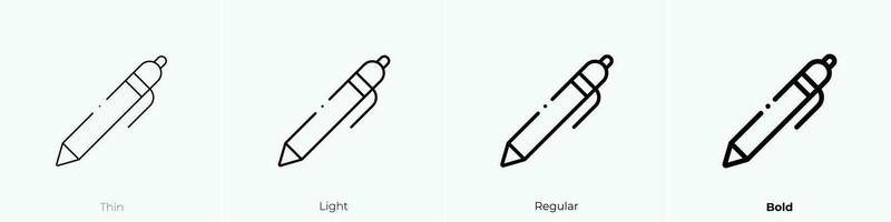 pen icon. Thin, Light, Regular And Bold style design isolated on white background vector