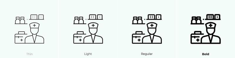 farmacéutico icono. delgado, luz, regular y negrita estilo diseño aislado en blanco antecedentes vector