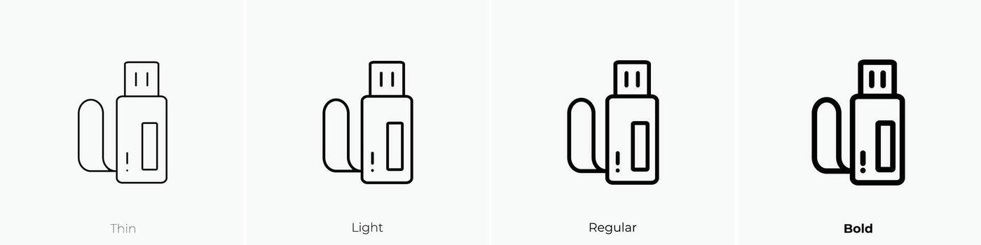 pendrive icon. Thin, Light, Regular And Bold style design isolated on white background vector
