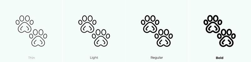 pawprints icon. Thin, Light, Regular And Bold style design isolated on white background vector