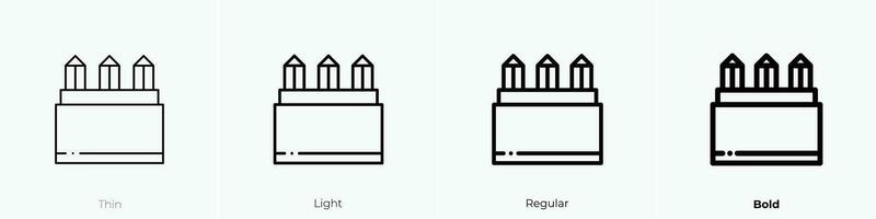 lapices icono. delgado, luz, regular y negrita estilo diseño aislado en blanco antecedentes vector