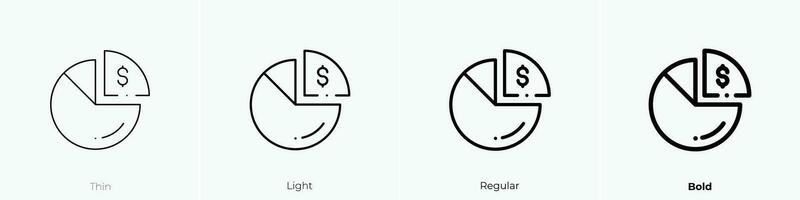 pie chart icon. Thin, Light, Regular And Bold style design isolated on white background vector