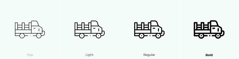 recoger coche icono. delgado, luz, regular y negrita estilo diseño aislado en blanco antecedentes vector