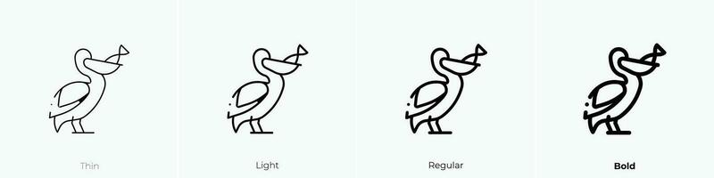 pelican icon. Thin, Light, Regular And Bold style design isolated on white background vector