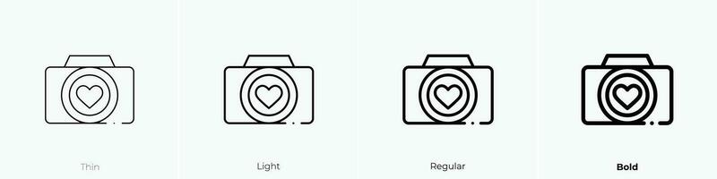 photo camera icon. Thin, Light, Regular And Bold style design isolated on white background vector